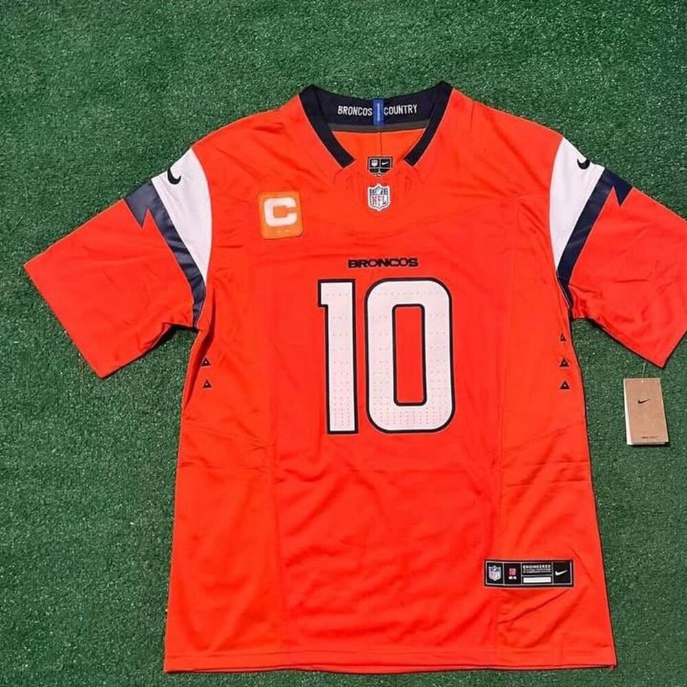 Denver Broncos Bo Nix Orange Jersey Adult Large